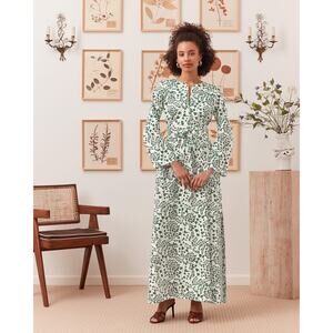 Rose Room Long Tunic Dress - One Size - Green Floral Print